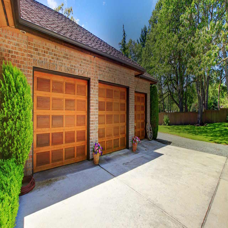 New Technology Modern Style Barn Grooved Panel Garage Door with glass window