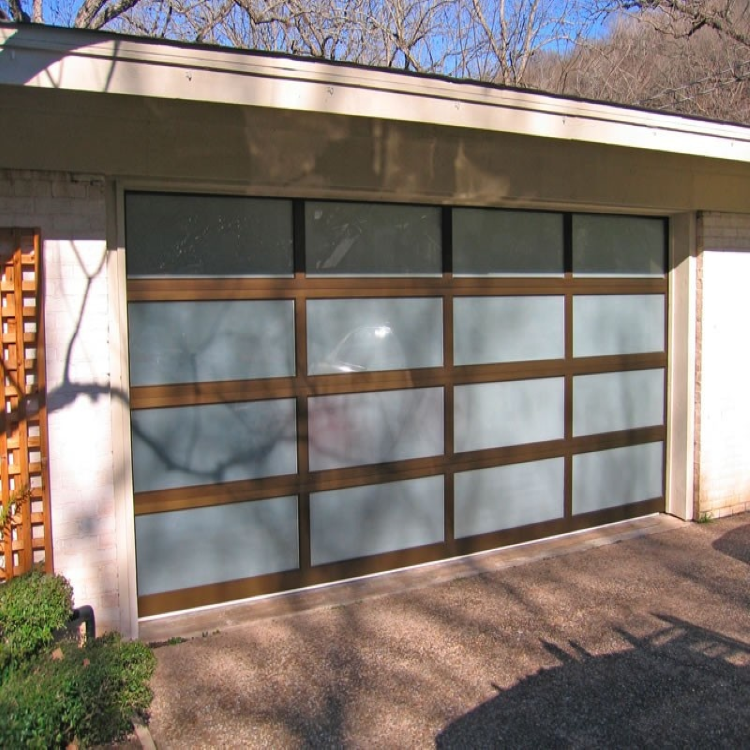 Residential black color aluminum glass sectional garage door 