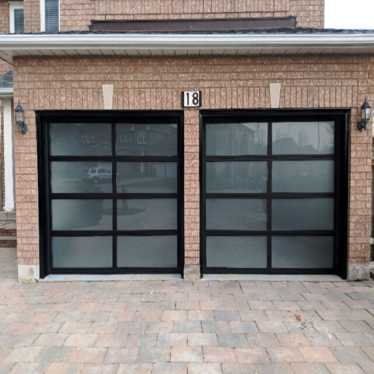 Tempered full-view glass acrylic or solid aluminum panel garage door