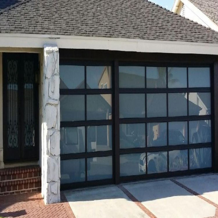 Tempered full-view glass acrylic or solid aluminum panel garage door