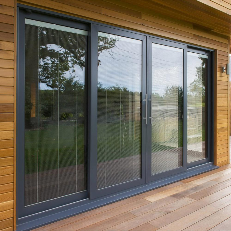 Modern balcony exterior black aluminum glass sliding door