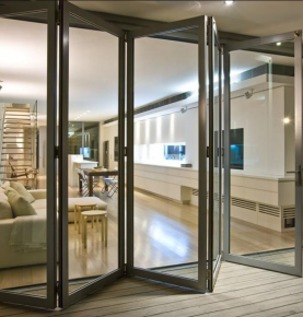 Grey Aluminium Bi-folding patio doors