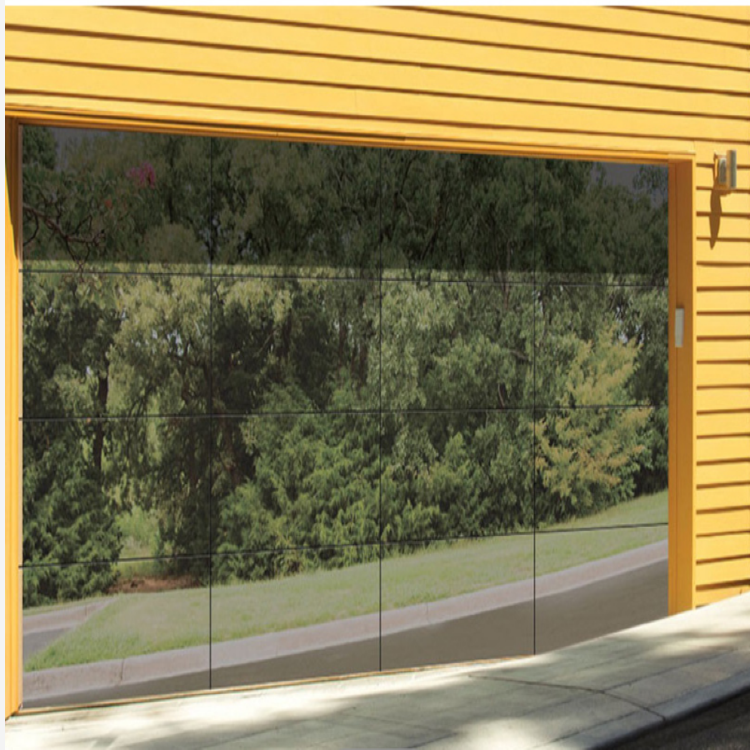 Professional Garage Door Manufacture Produce High Standard Frameless Aluminum Mirror Reflective Glass Garage Door