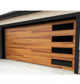Wood Grain Steel Garage Doors with Side Glass Windows