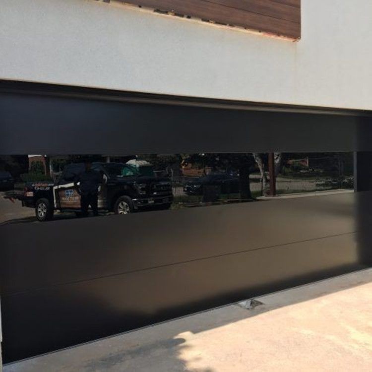 Wholesale Factory Price Customized Frameless Sectional Aluminum Garage Door With Black Mirror Glass For villa
