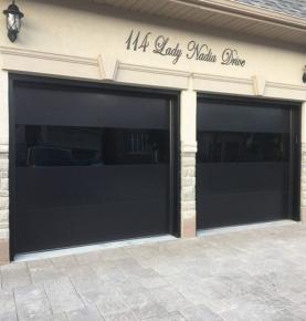 Wholesale Factory Price Customized Frameless Sectional Aluminum Garage Door With Black Mirror Glass For villa