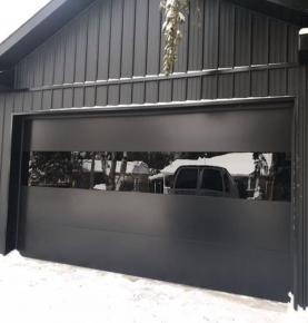 Frameless Aluminum Composite Mirror Glass Garage Door With Black Glass