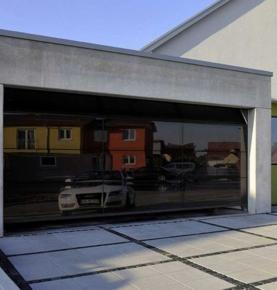 Frameless Automatic Mirror Glass Panels Garage Door 