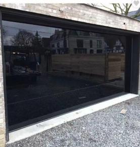 Modern Design Tempered Mirror Glass Automatic Sectional Aluminum Frameless Garage Door For Sale