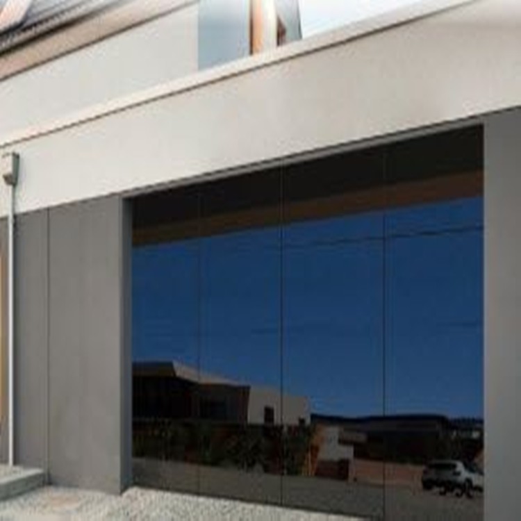 high gloss aluminum frameless black garage door