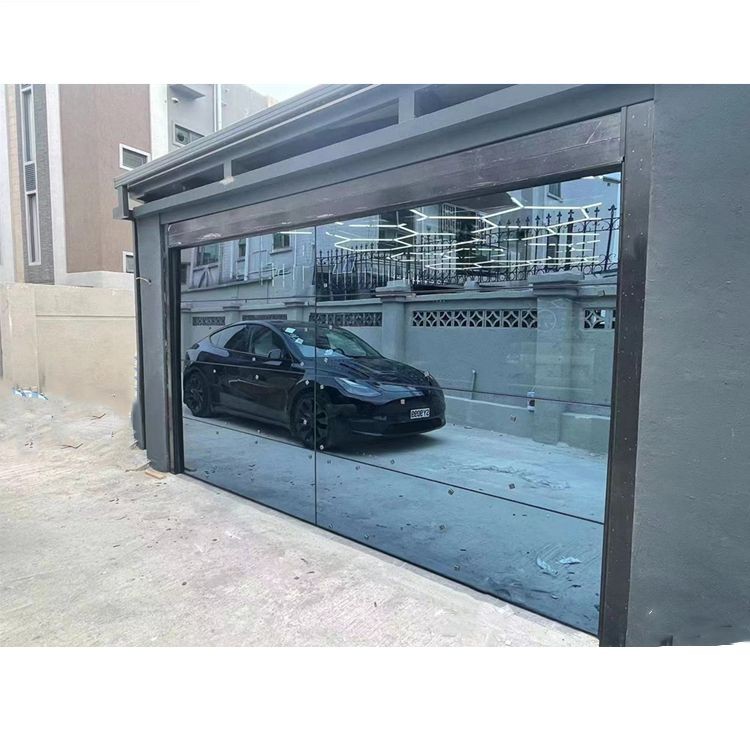 New Modern Automatic Residential Sectional Mirror Glass Frameless Garage Door