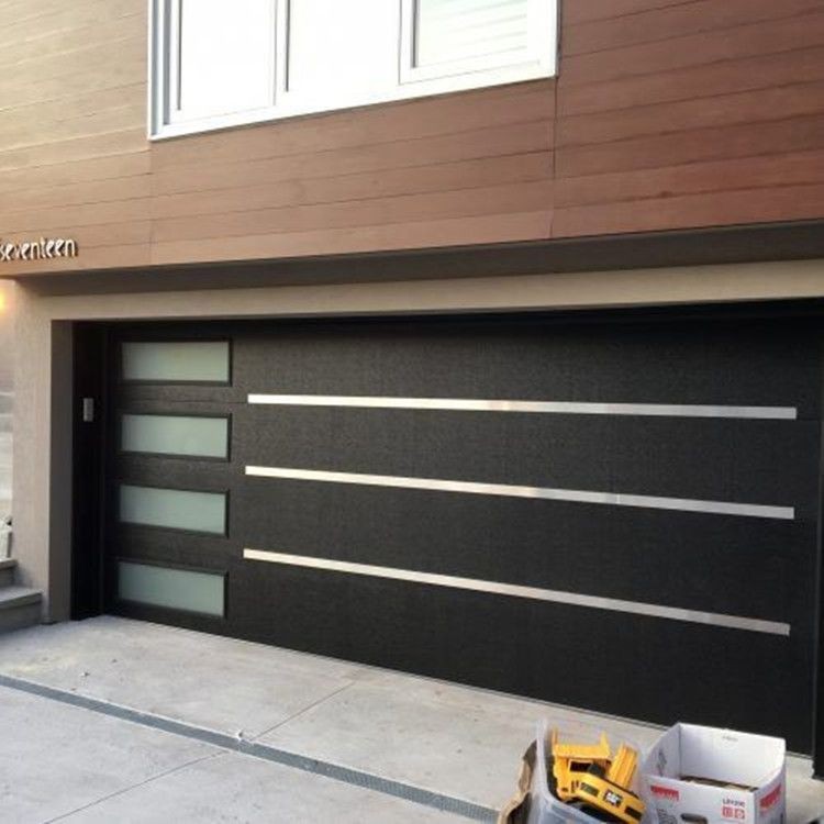 Factory Direct Modern Automatic Insulated Garage Doors With Side Windows and Decoraction Strips 