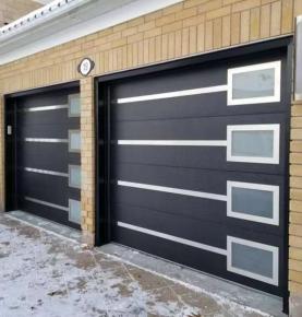 Factory Direct Modern Automatic Insulated Garage Doors With Side Windows and Decoraction Strips 