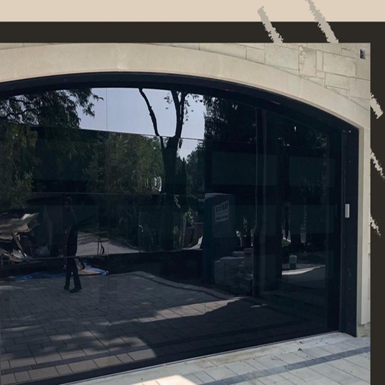 Black Modern Frameless Glass Garage Door With 16X8