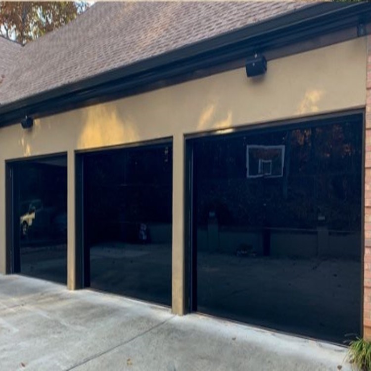 Black Modern Frameless Glass Garage Door With 16X8