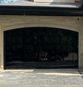 Black Modern Frameless Glass Garage Door With 16X8