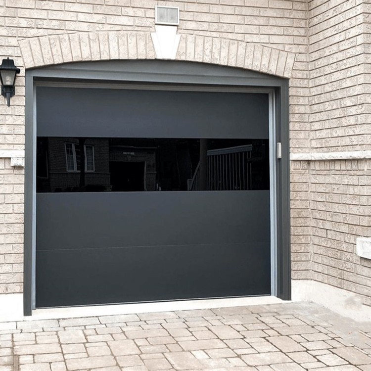 Black Frameless Flush Aluminum Panel Garage Door