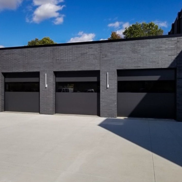 Black Frameless Flush Aluminum Panel Garage Door