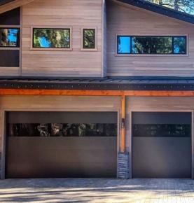 Flush Aluminum Panel Garage Door with Mirror Windows