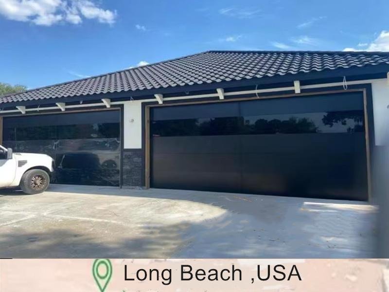 Flush Aluminum Garage Door With Mirror Glass Windows