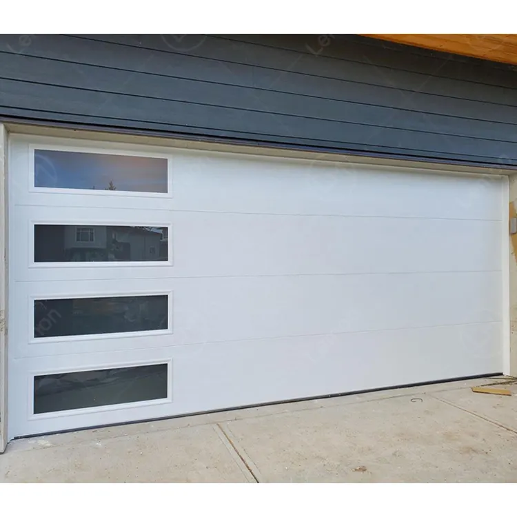 White Steel Garage Door with Side Windows