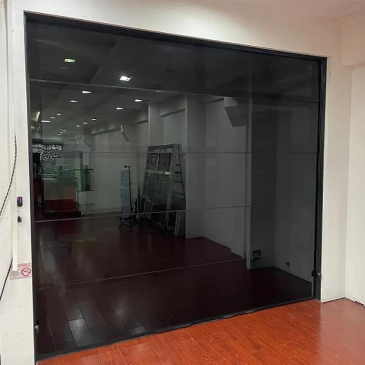 Full View Frameless Black Glass Garage Door Well Designed Size 16x7ft 16x8ft Automatic Electric Tempered Glass Garage Doors