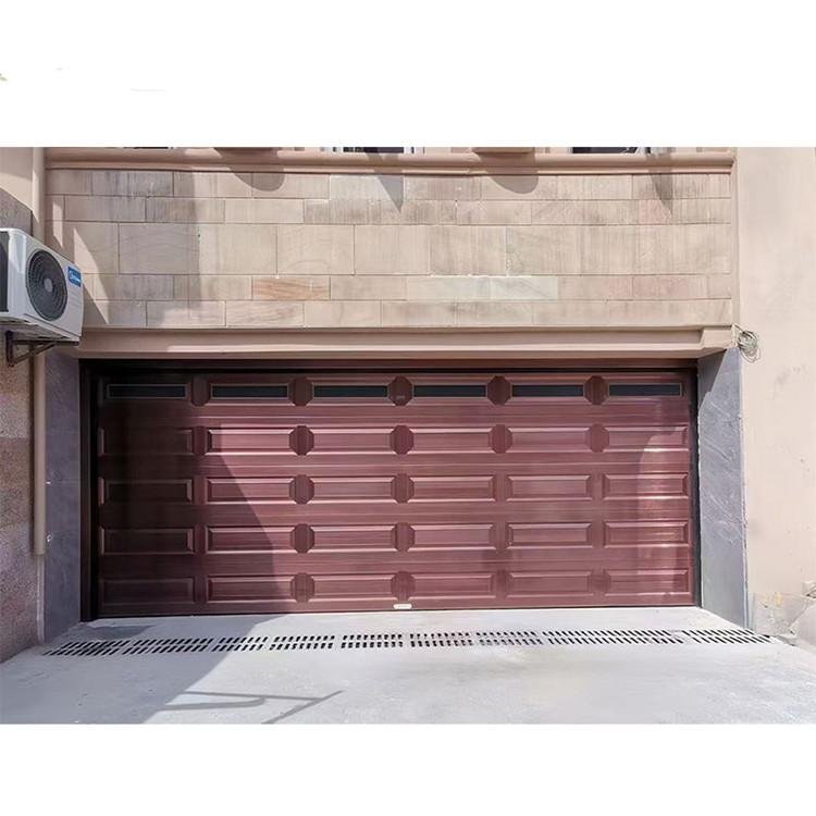 Automatic Aluminum Garage Door Wood Grain Color for Outdoor Villa Warehouse House Safety Overhead Sectional Door