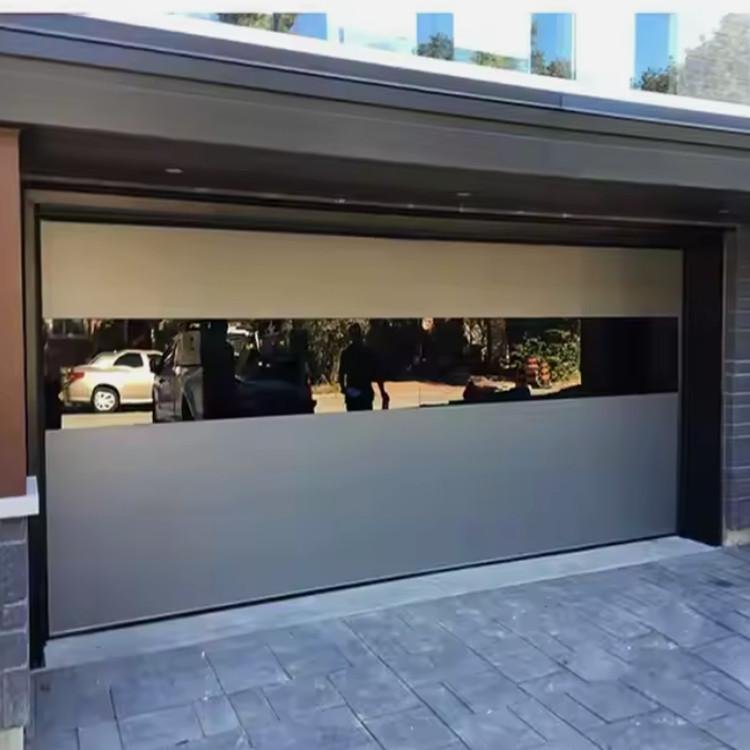 Flush Aluminum Garage Door with Mirror Glass View