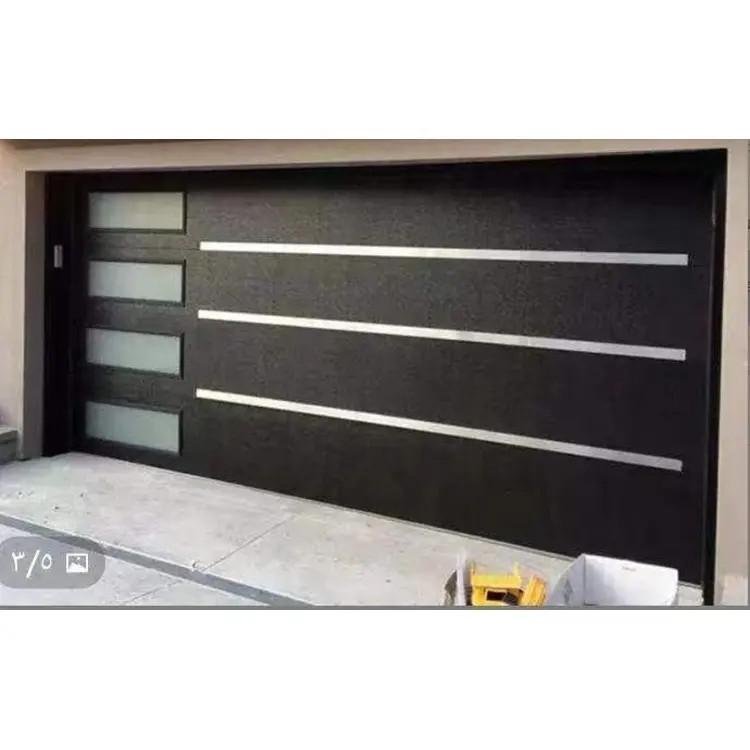 Black Steel Garage Door with Side Windows