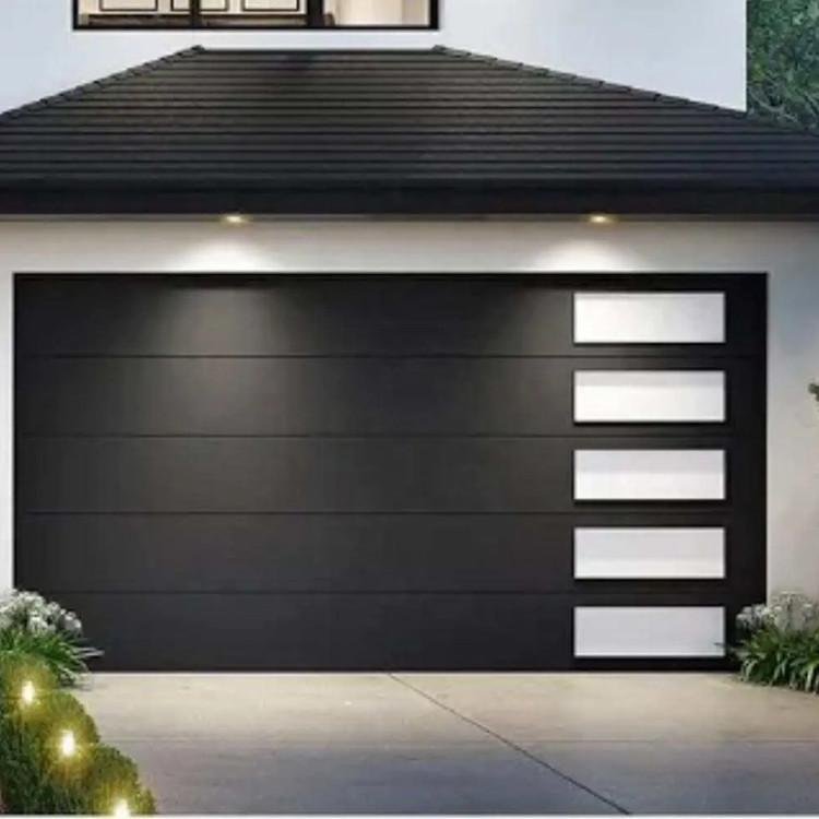 flush steel garage door with side windows 12