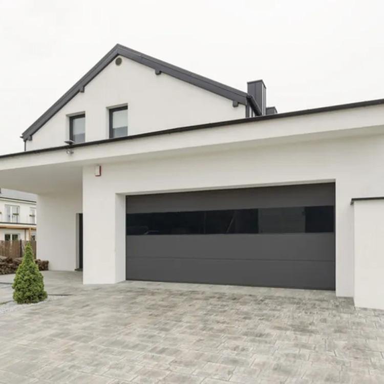 flush aluminum garage door with mirror glass view 10