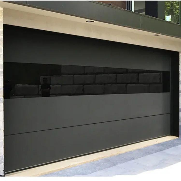 flush aluminum garage door with mirror glass view 2
