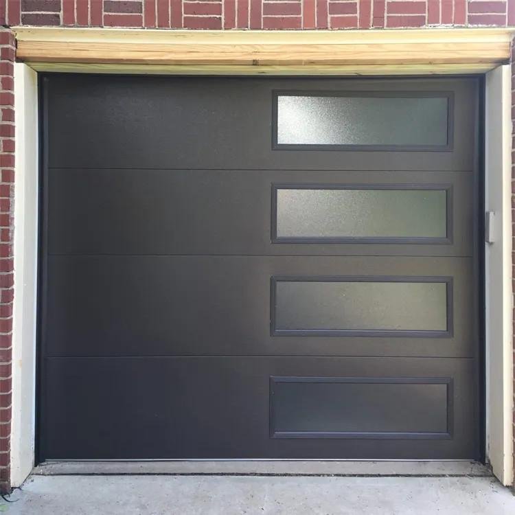 flush steel garage door with side windows 2