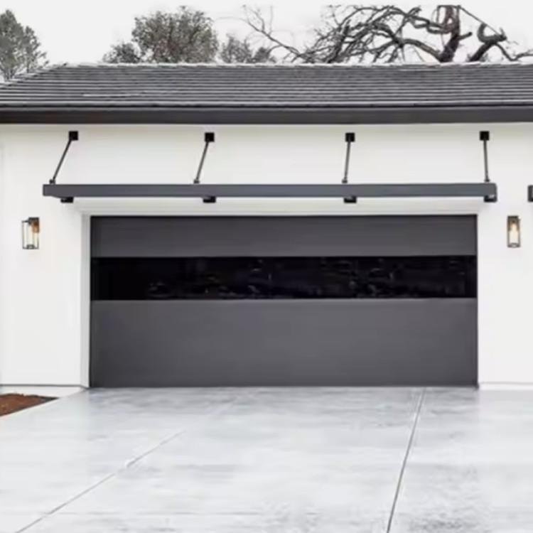 flush aluminum garage door with mirror glass view 22