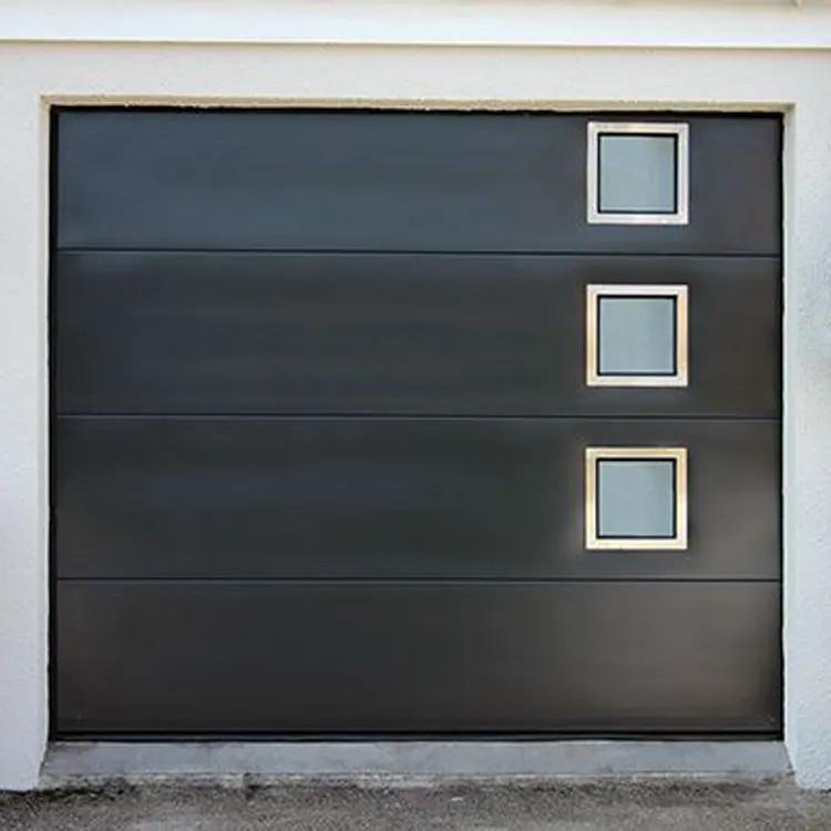 flush steel garage door with side windows 11