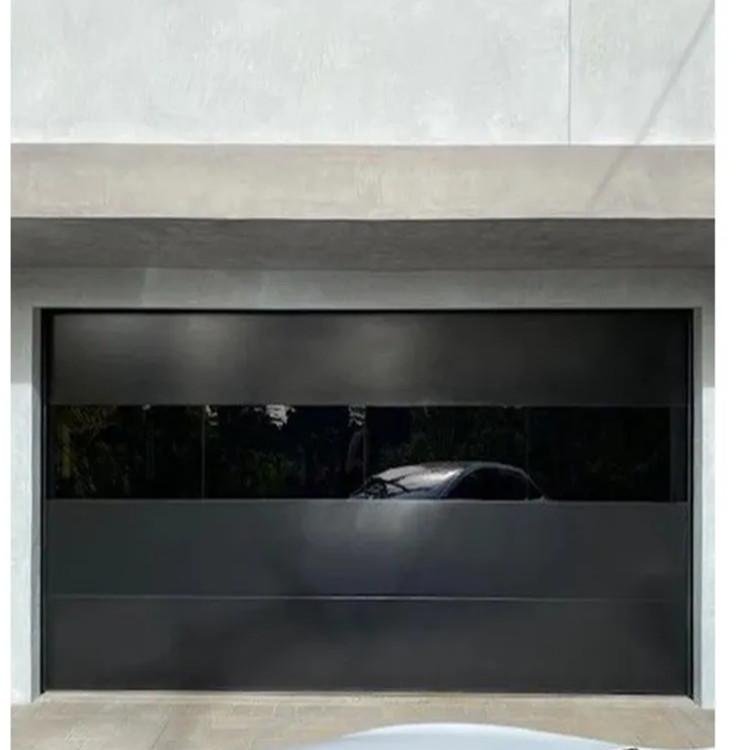 flush aluminum garage door with mirror glass view 18
