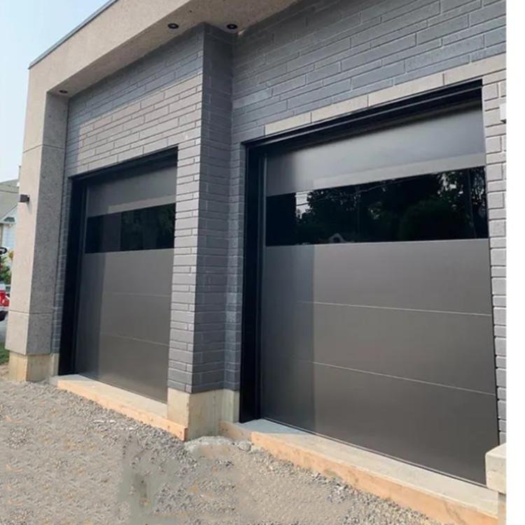 flush aluminum garage door with mirror glass view 20