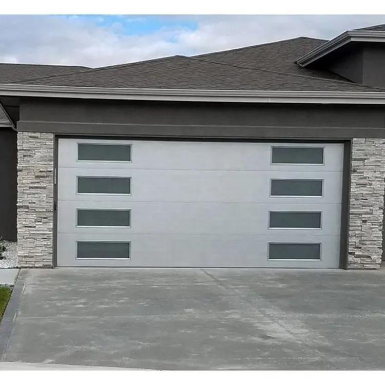flush steel garage door with side windows 9
