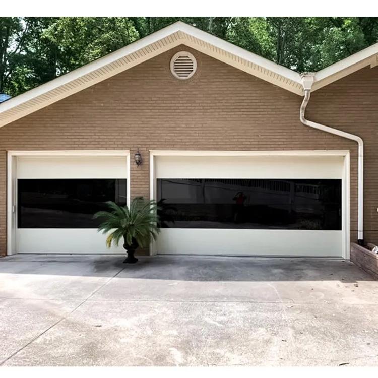 flush aluminum garage door with mirror glass view 4