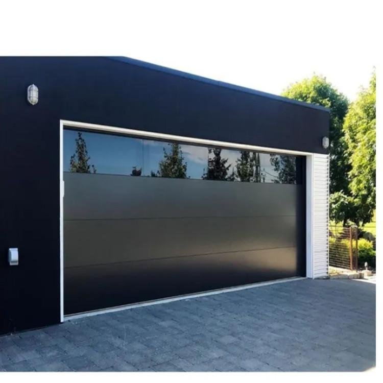 flush aluminum garage door with mirror glass view 12