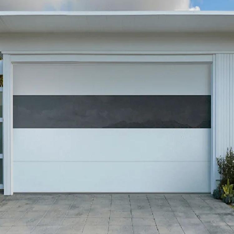 flush aluminum garage door with mirror glass view 9