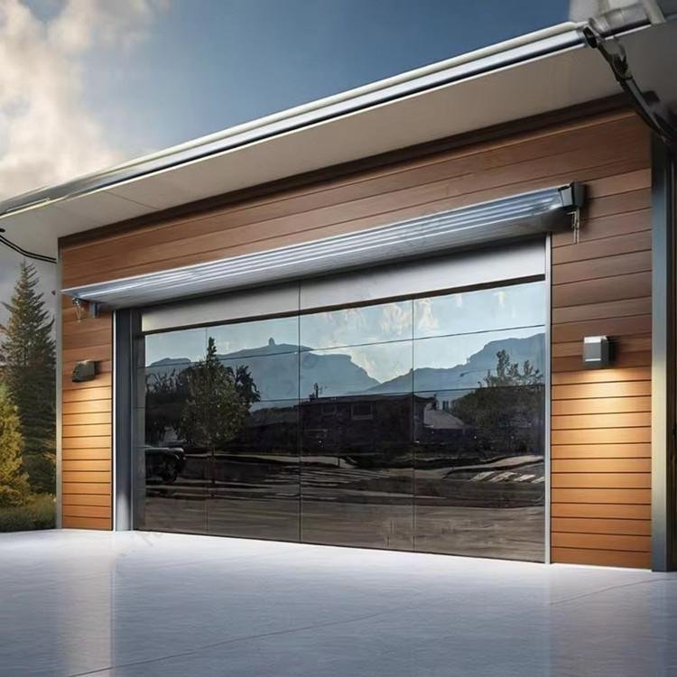Frameless Reflective Glass Garage Door 1