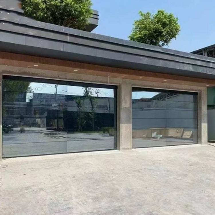 Modern Design Tempered Mirror Glass Frameless Garage Door 3