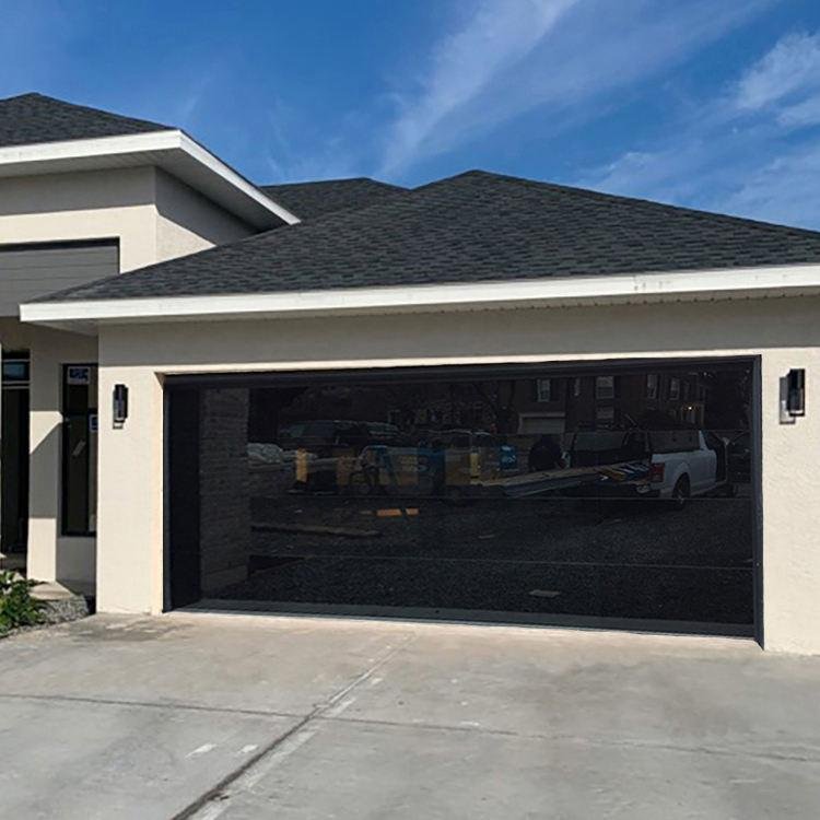 Luxury House Electric Modern Black Frameless Glass Garage Door with Motor