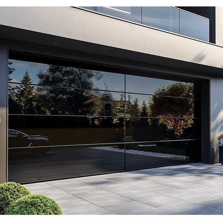 Modern Design Tempered Mirror Glass Frameless Garage Door 4