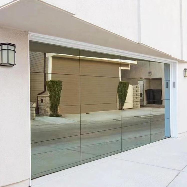 Tempered Mirror Glass Frameless Garage Door 1